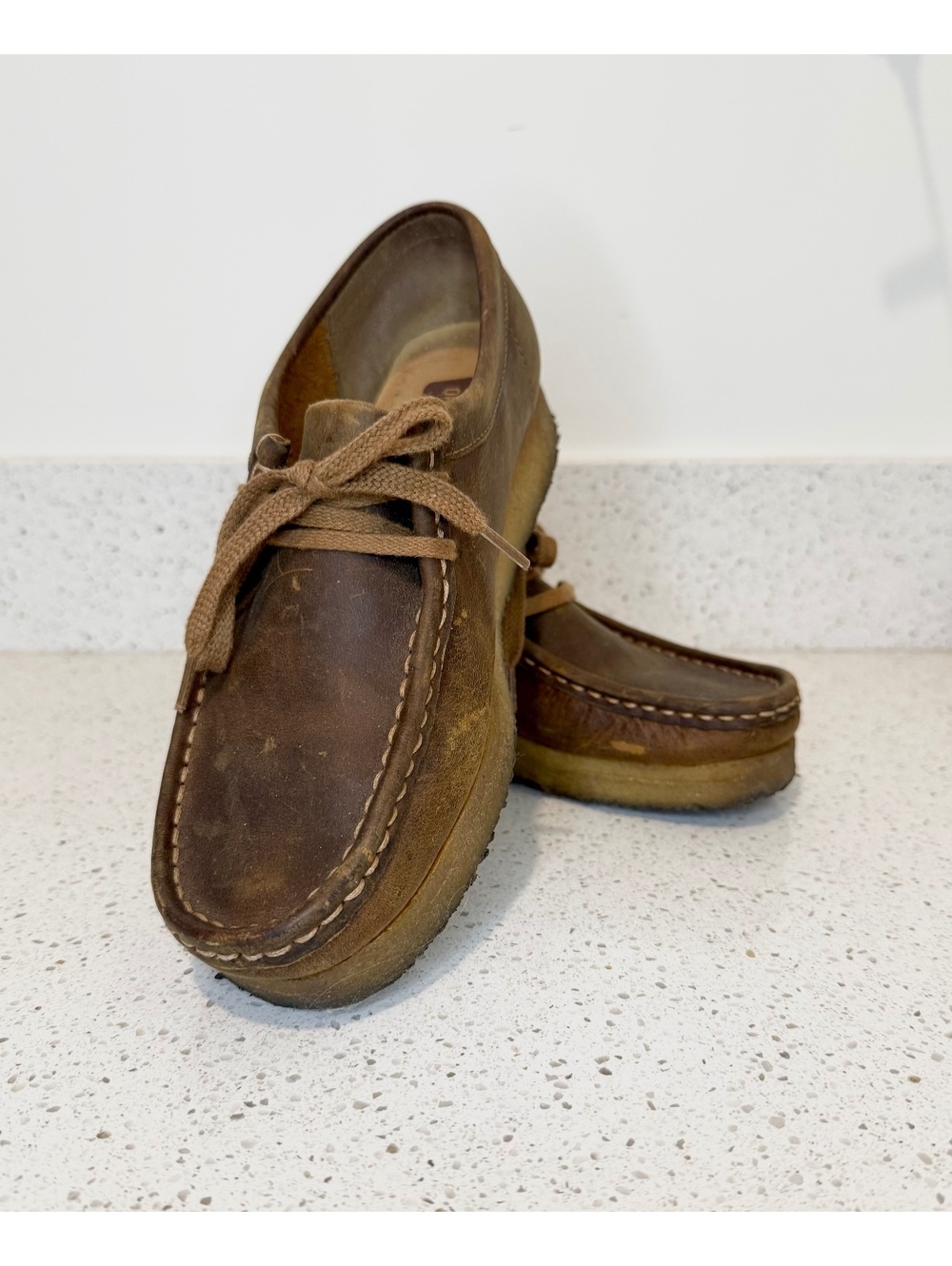 Clarks Originals Wallabee Women’s 8 Brown Leather Crepe Sole Moc Toe Shoes